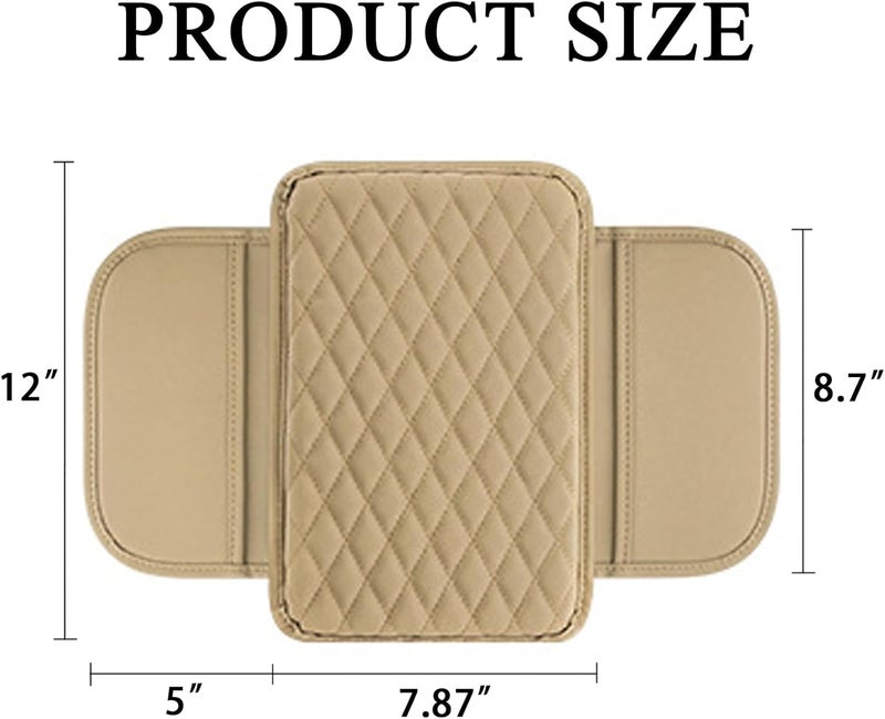 Myston Upgraded Car Center Console Cover, Leather Armrest Cushion Pad with 2 Storage Bags, Microfiber Soft Waterproof Seat Box Cover Protector, Car Interior Decor Accessories Fit for Most Cars, Vehicles - Image 2